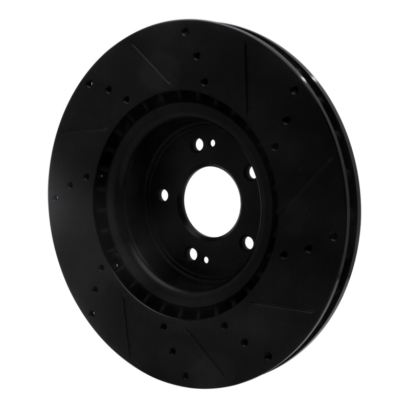 Hyundai Genesis Coupe Brake Rotor (1) - Front Left - R1 Concepts - Drilled & Slotted - Black - `10-`16